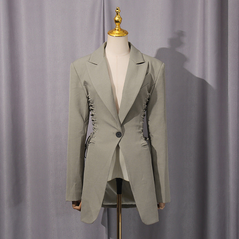 Blazer Women Autumn Trendy Tied Slim Fit Design Long Sleeve Small Blazers