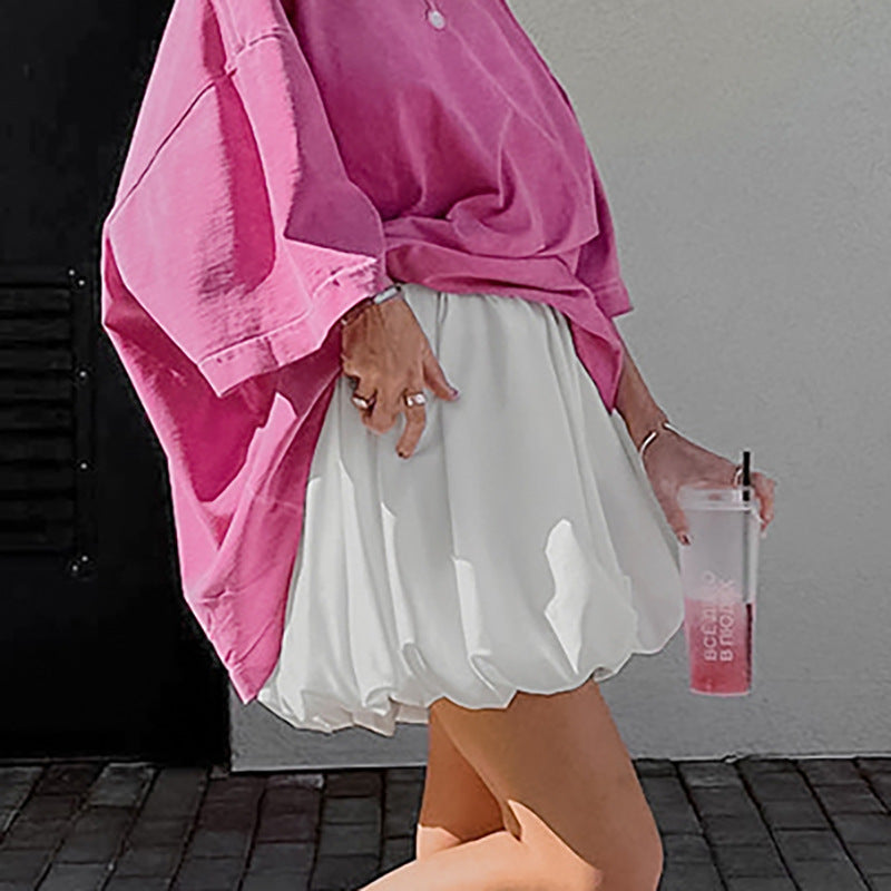 Solid Color Matte Satin Satin All Matching Sexy High Waist Loose Skirt Summer Office Street Skirt