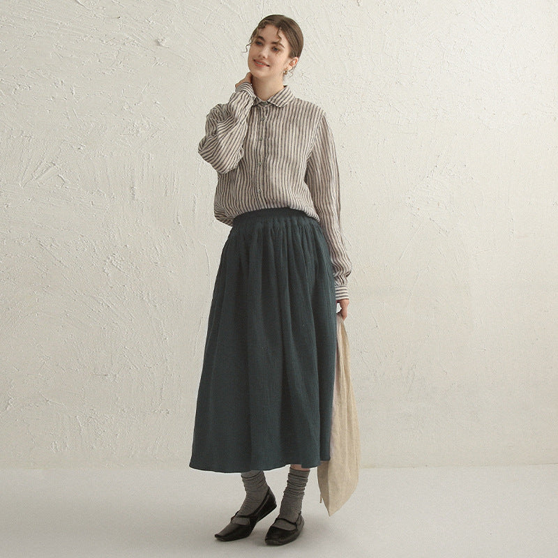 Texture Thickened Cotton Skirt Women Autumn Winter Loose A line Large Hem Umbrella Skirt Three Layer Gauze High Waist Skirt