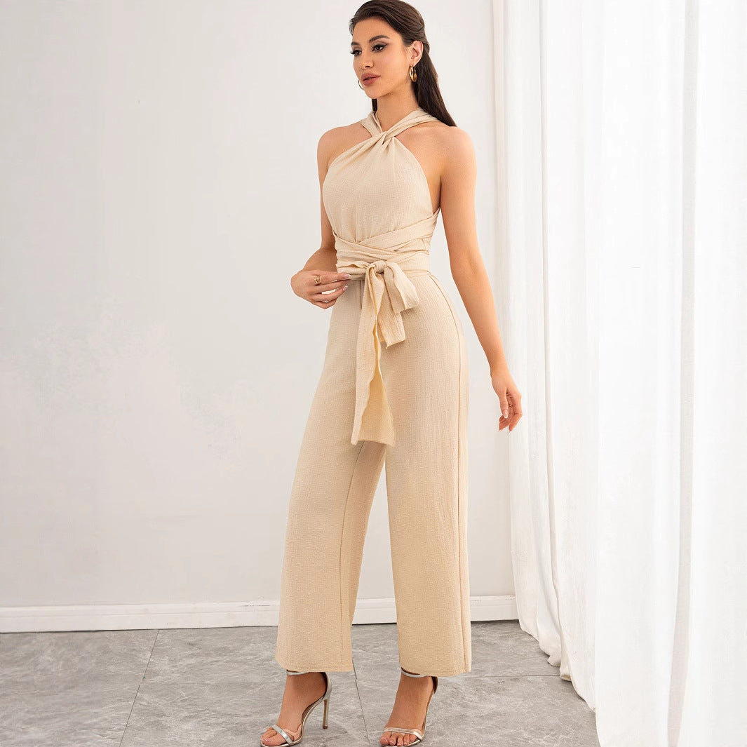 Sexy Backless Jumpsuit Trousers Women Clothing Straight Jumpsuit