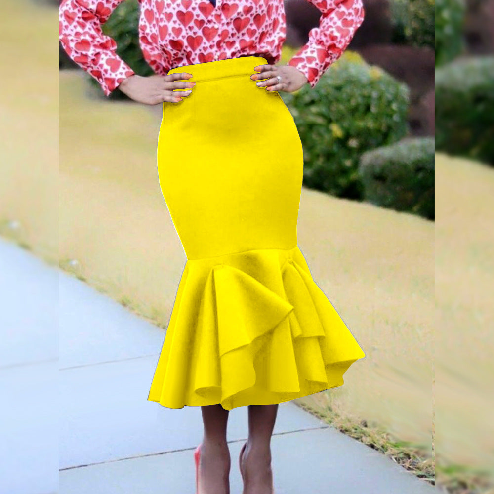 Autumn High Waist Comfort Skirt Daily Office Slim Fit Slimming Fishtail Skirt Bustskirt