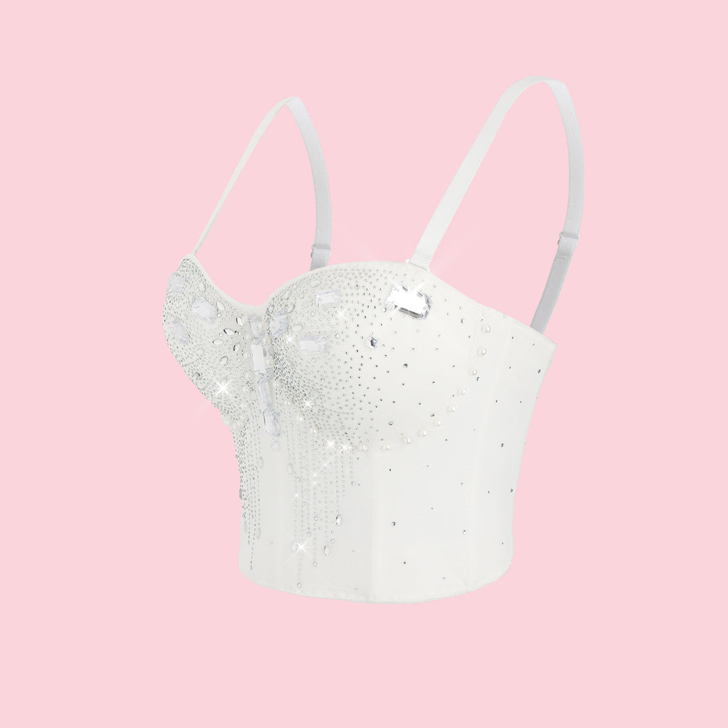 Women Wear Tube Top Rhinestone Chain Handmade Small Vest Sling Basic Design