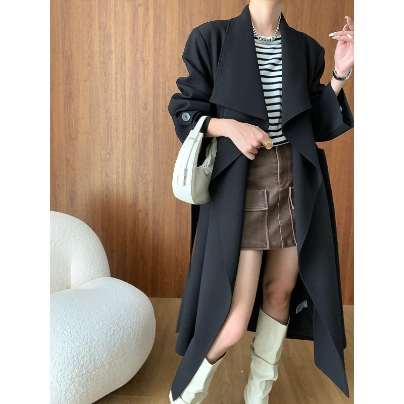 Autumn Opening Coupon Atmosphere Full Open Profile Trench Coat Long Autumn Winter