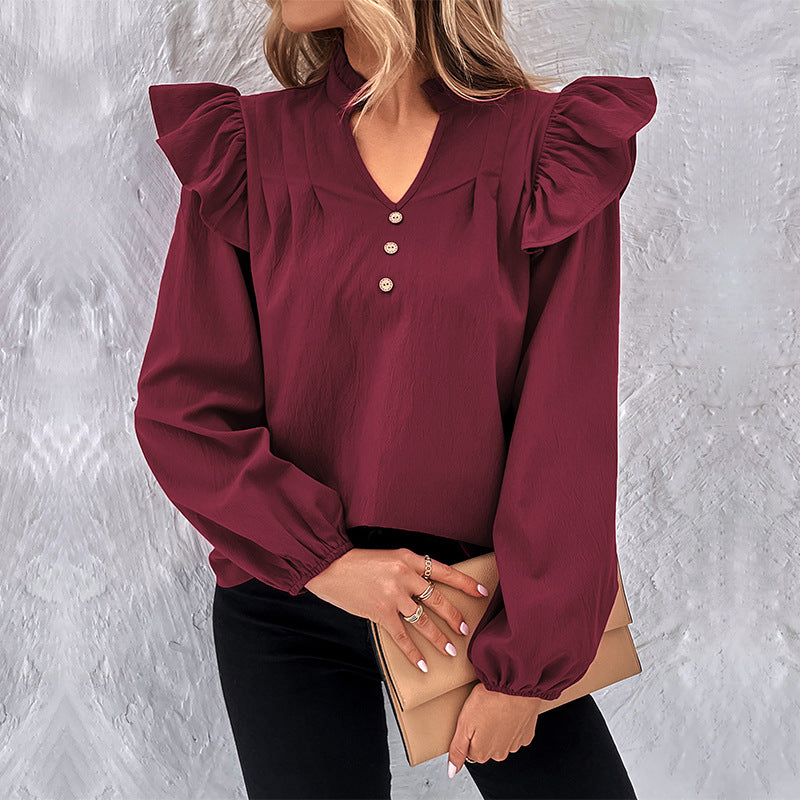 Autumn Winter Women Clothing Solid Color Loose Shirt Women