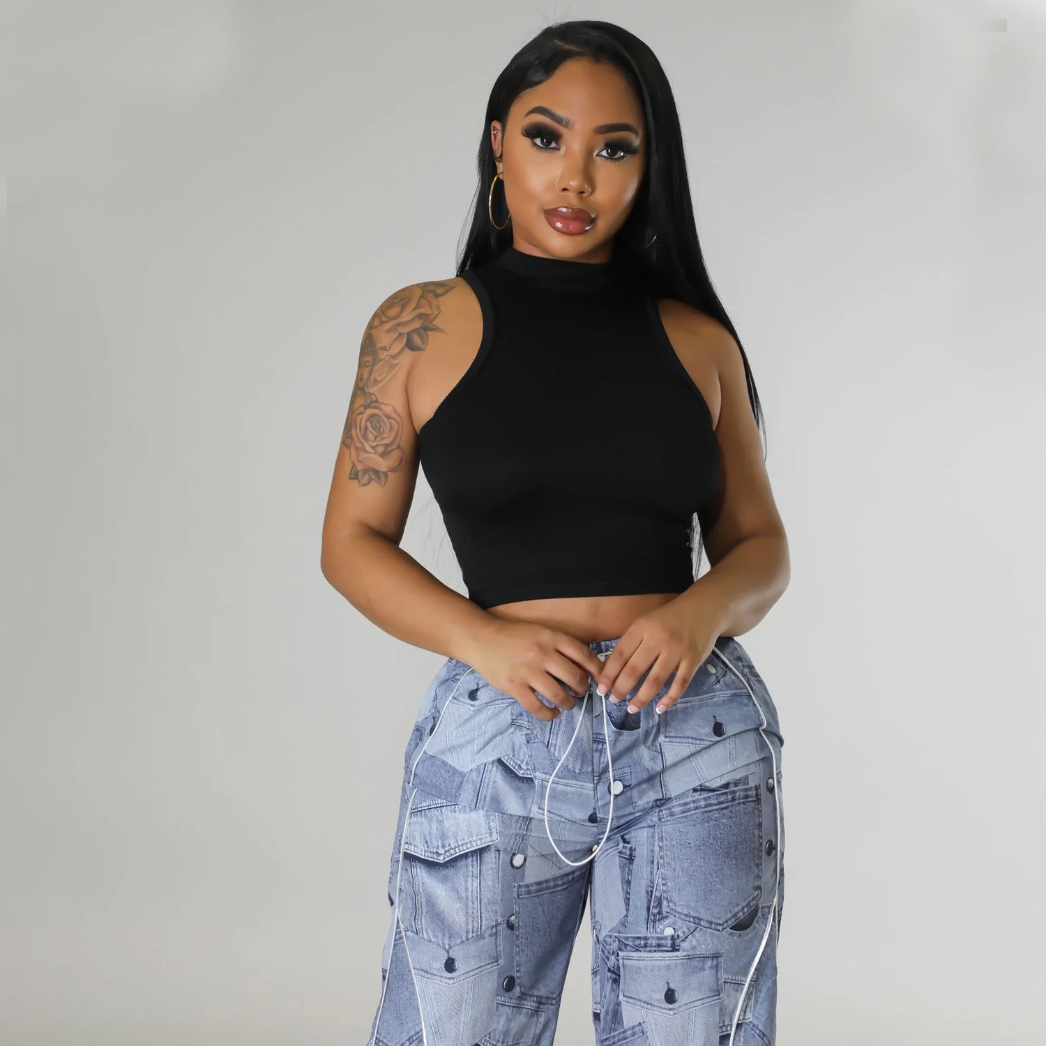 Summer Women Clothing Sports Casual Short Top Solid Color Vest