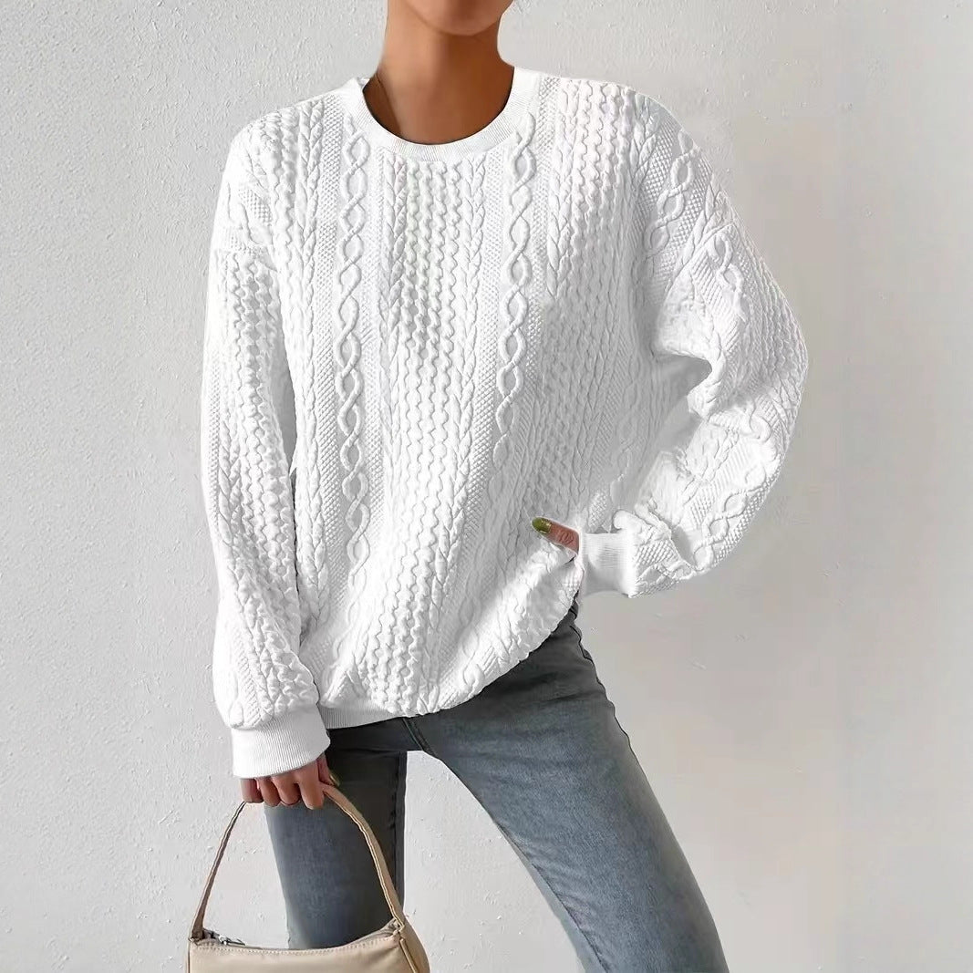 Spring Autumn Trends Loose round Neck Long Sleeve Women Idle Oversize Top Women