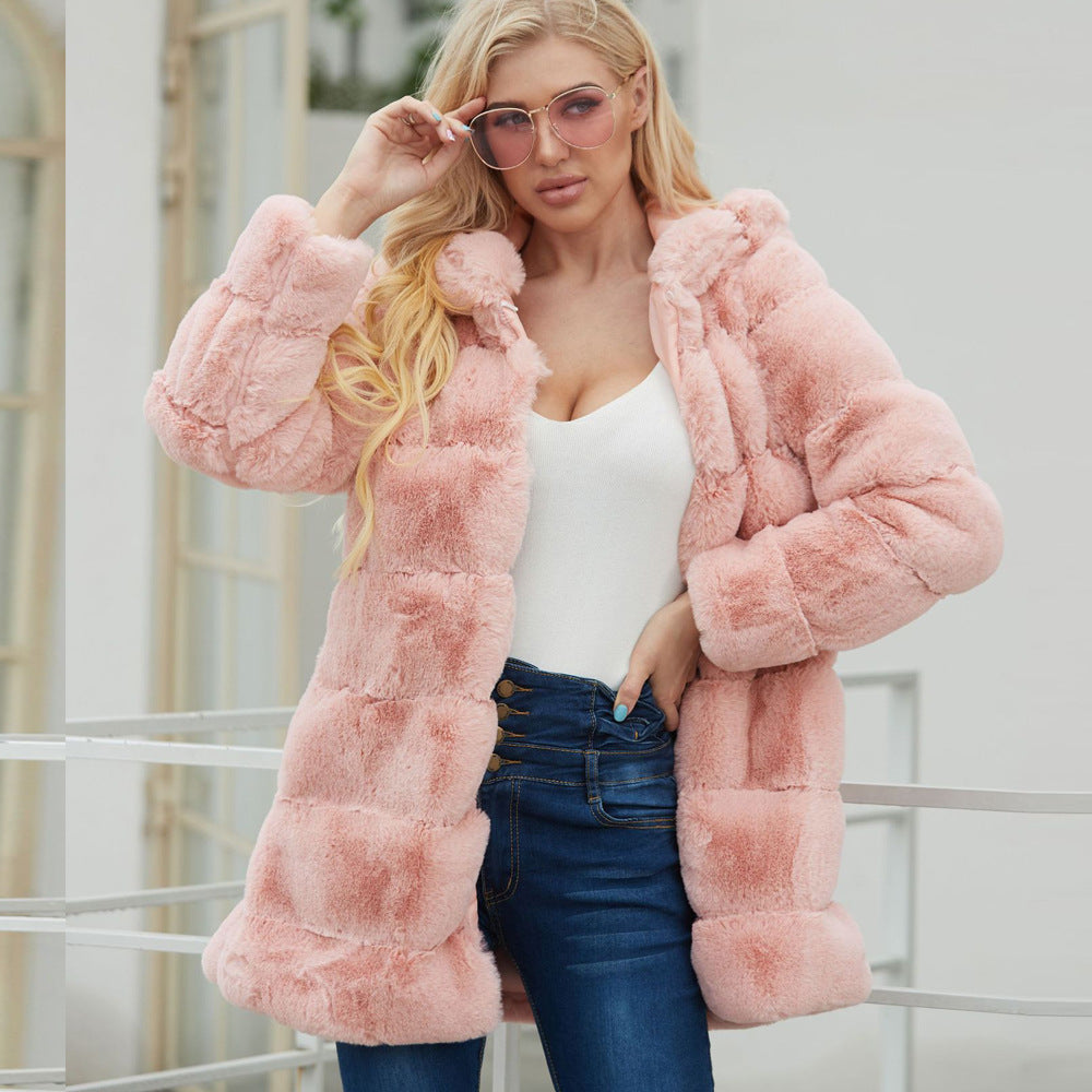 Long Faux Fur Women Coat Women Autumn Winter Long Overcoat Women