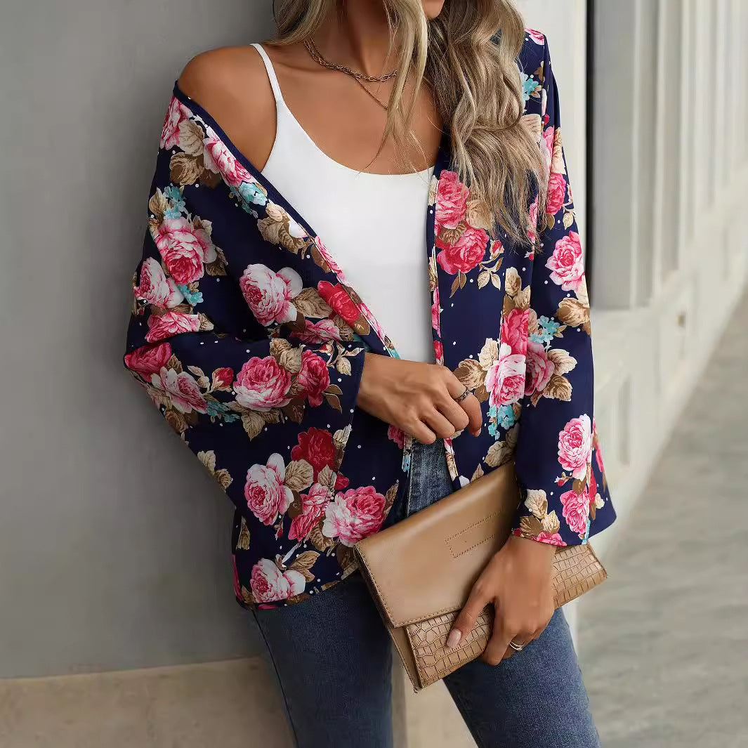 Women Clothing Best Seller Spring Autumn V neck Floral Print Bell Sleeve Women Shirt