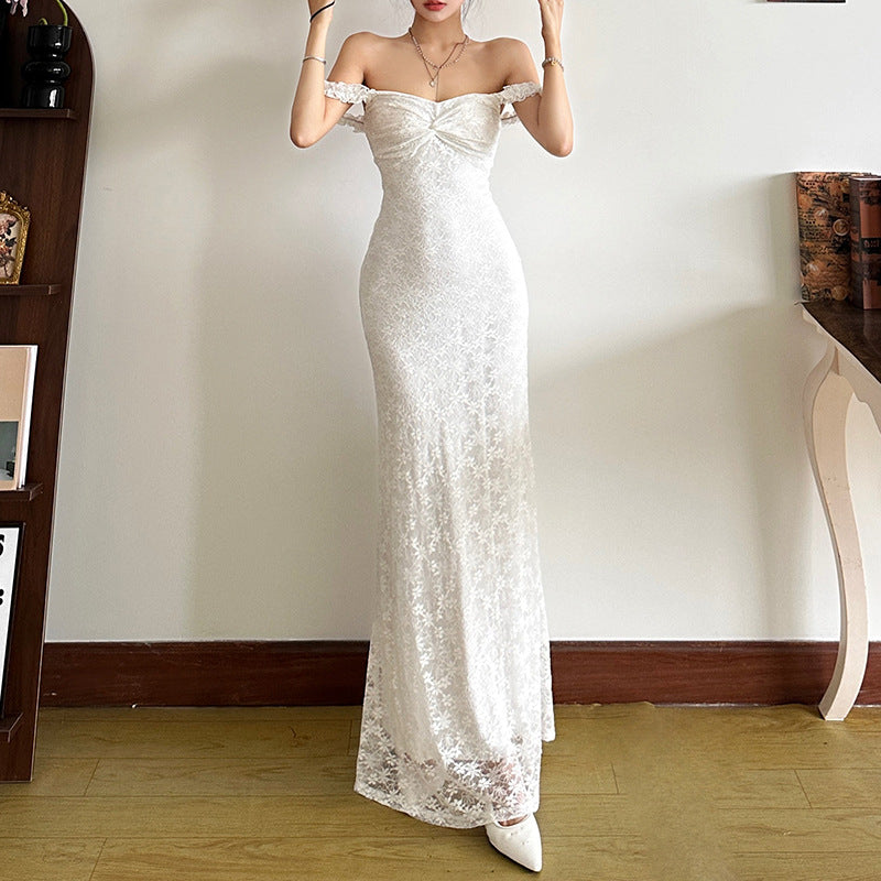 Fall Women Clothing Suspenders Maxi Dress High Waist Sexy Slim Solid Color Dress