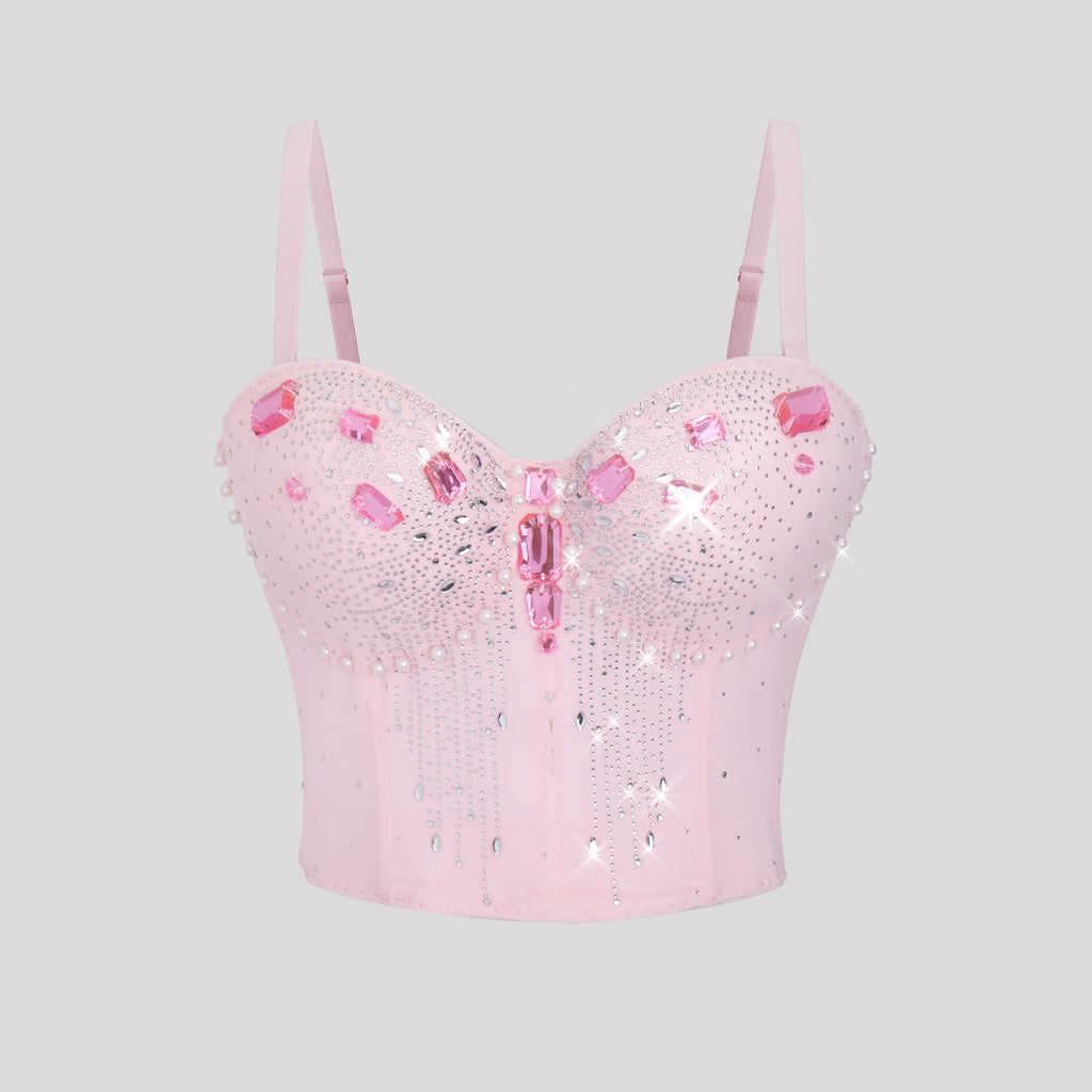 Women Wear Tube Top Rhinestone Chain Handmade Small Vest Sling Basic Design