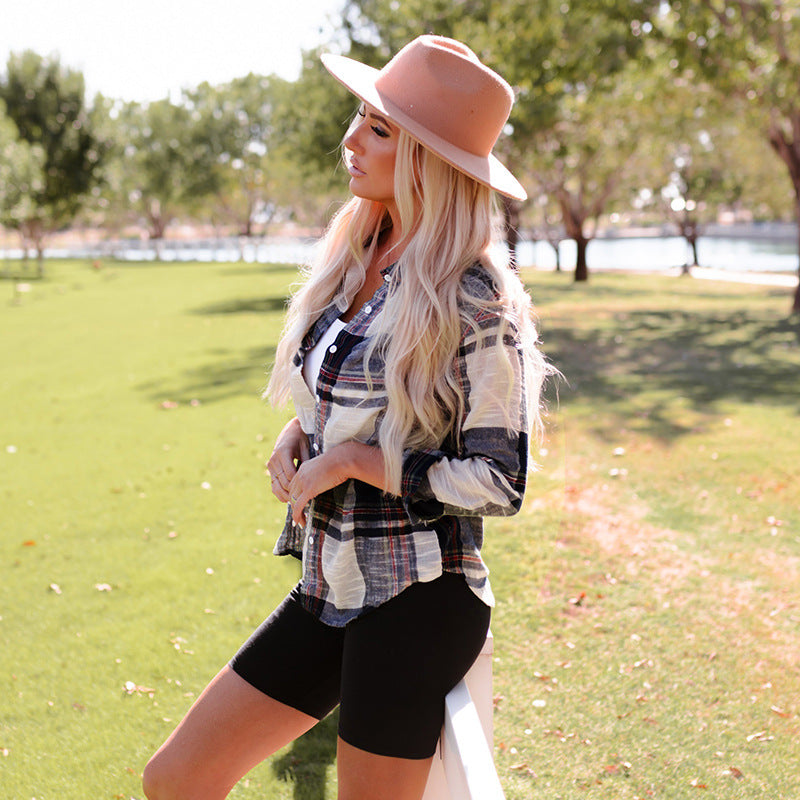 Autumn Winter Women Long Sleeve Shirts Casual Pocket Loose Plaid Women Shirt Cardigan