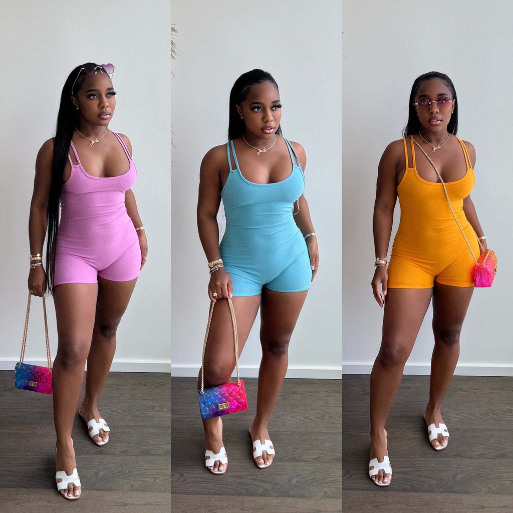 Women Shoulder Strap Sports Romper Tight Vest Summer Romper