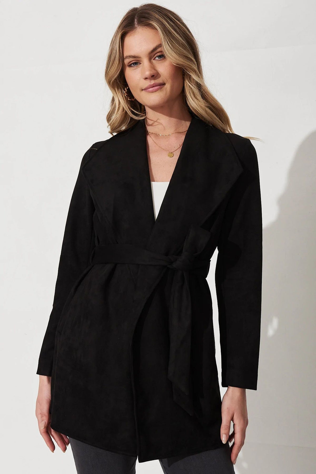 Women Clothing Autumn Winter Solid Color Large Collared Suede Long Sleeve Coat Outerwear