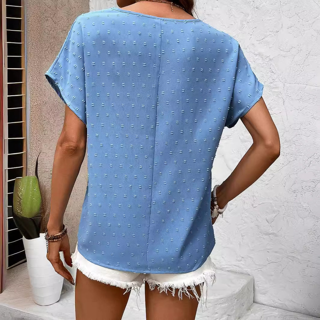 Women Clothing Summer Casual Heart Collar Women Shirt