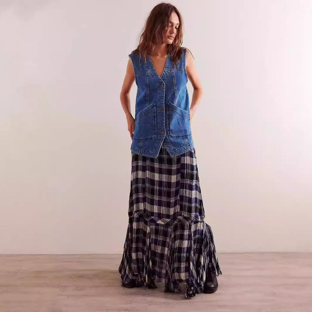 Sleeveless Denim Vest Women