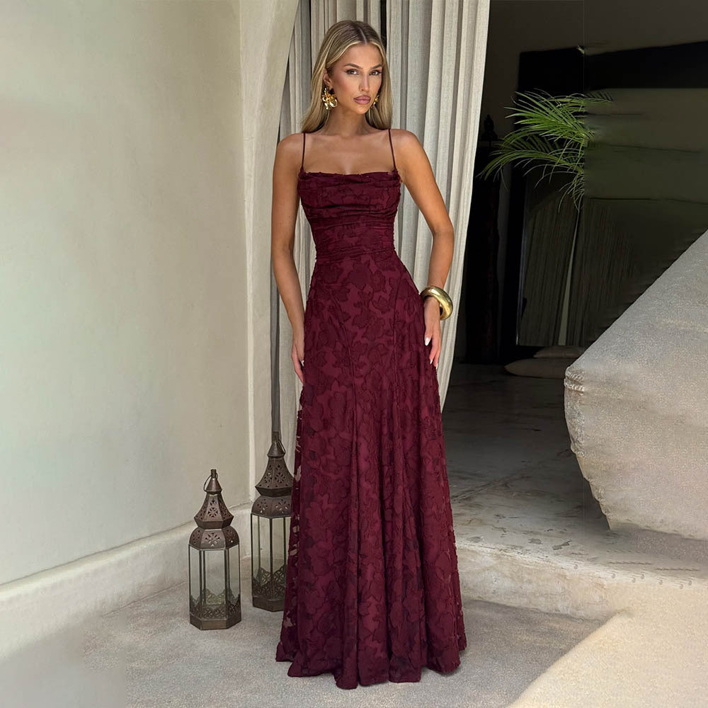 Summer Women Clothing Sexy Strap Chiffon Elegant Backless Evening Dress