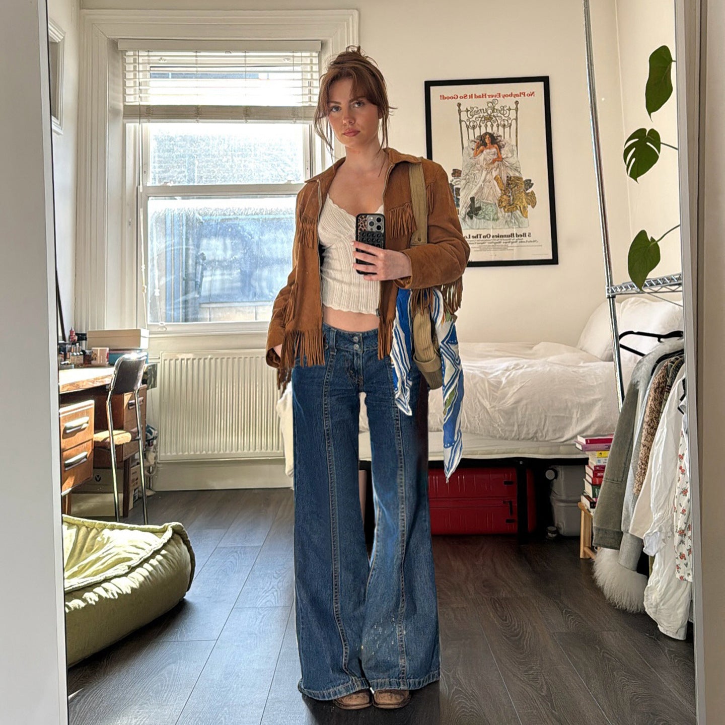 Retro Patchwork Skinny Jeans Women Autumn Winter Slimming Mopping Loose Drooping Sexy All Matching Wide Leg Trousers