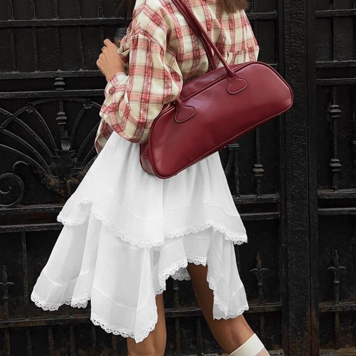 White Lace A Swing Loose Girl Skirt Autumn Winter Sexy Skirt for Women