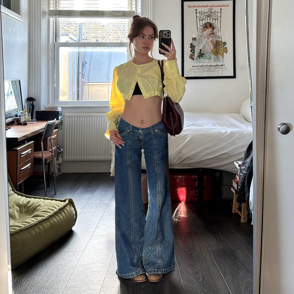 Retro Patchwork Skinny Jeans Women Autumn Winter Slimming Mopping Loose Drooping Sexy All Matching Wide Leg Trousers