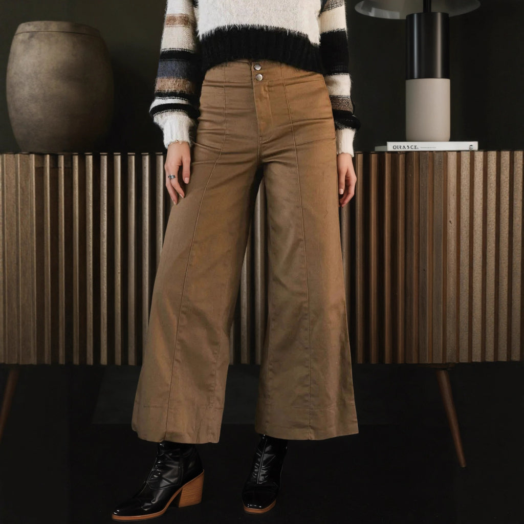 Graceful Cargo Pants Casual Women Wear Autumn Stitching Design Wide Leg Pants