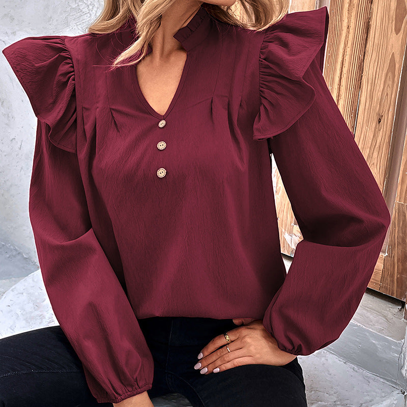 Autumn Winter Women Clothing Solid Color Loose Shirt Women