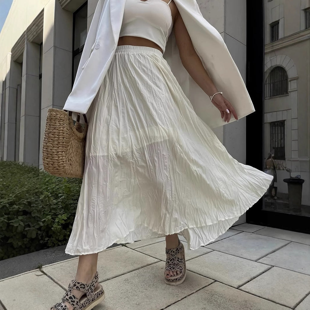 Spring Autumn Pleated Pleated Skirt Soft