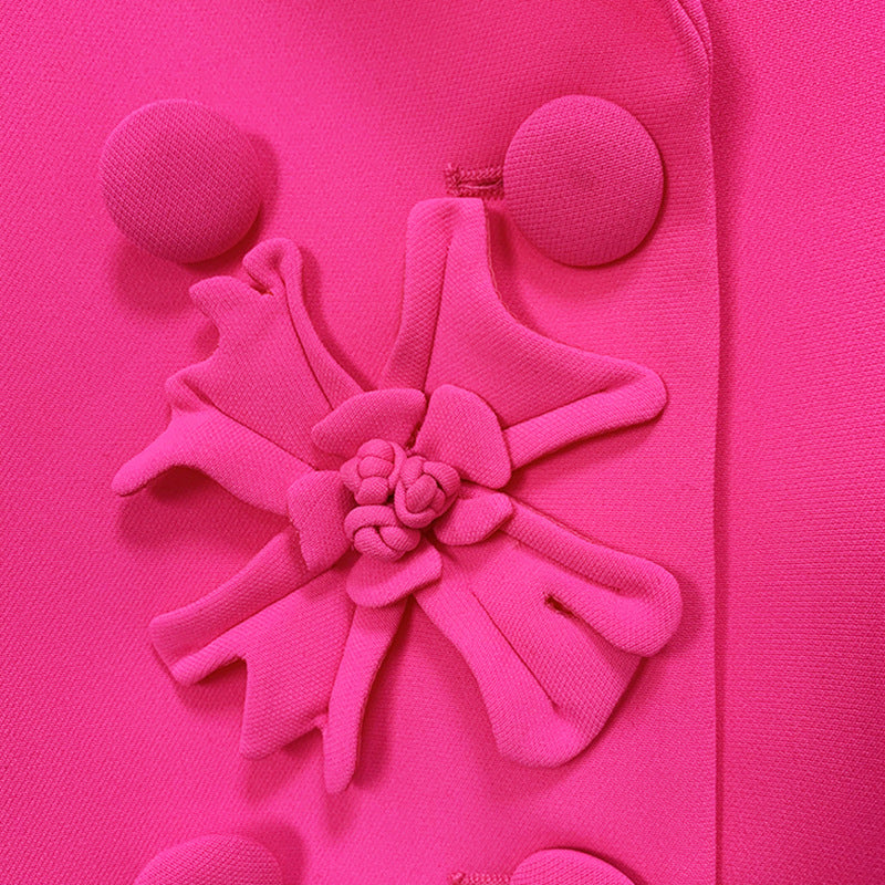 Blazer croisé à motif floral tridimensionnel en forme de rose 3D, style industriel lourd