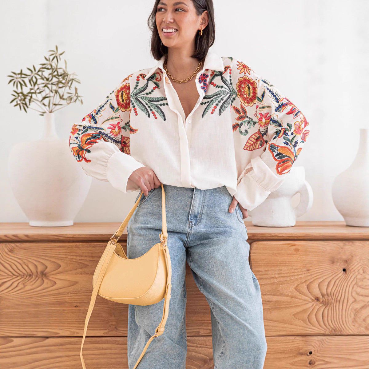 Autumn Positioning Printing Loose Casual Women Long Sleeved