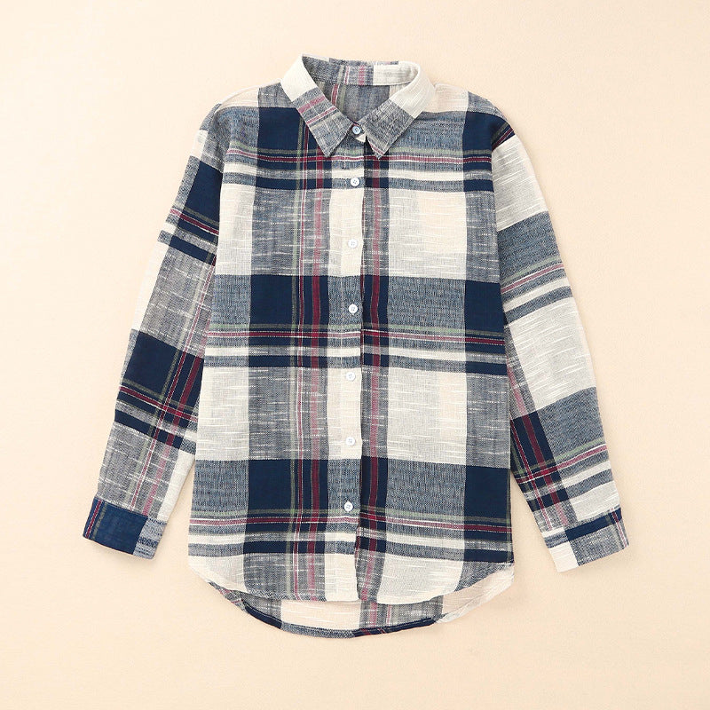 Autumn Winter Women Long Sleeve Shirts Casual Pocket Loose Plaid Women Shirt Cardigan