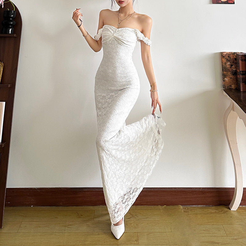 Fall Women Clothing Suspenders Maxi Dress High Waist Sexy Slim Solid Color Dress