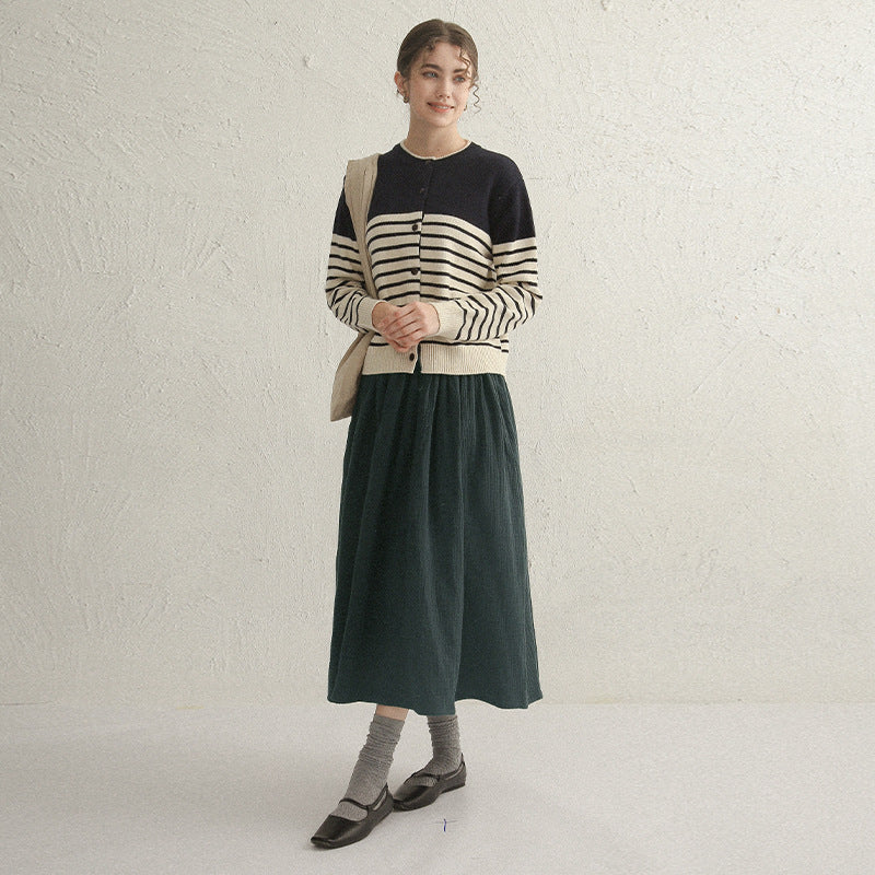 Texture Thickened Cotton Skirt Women Autumn Winter Loose A line Large Hem Umbrella Skirt Three Layer Gauze High Waist Skirt