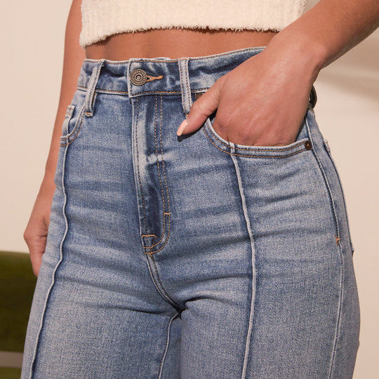 Women Solid Straight Pants Jeans