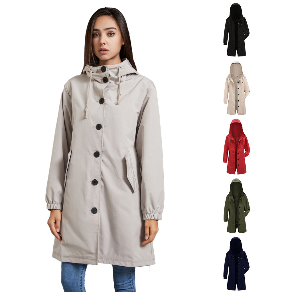 Anorak imperméable automne-hiver pour femme, manteau long décontracté, grande taille, trench-coat d'extérieur