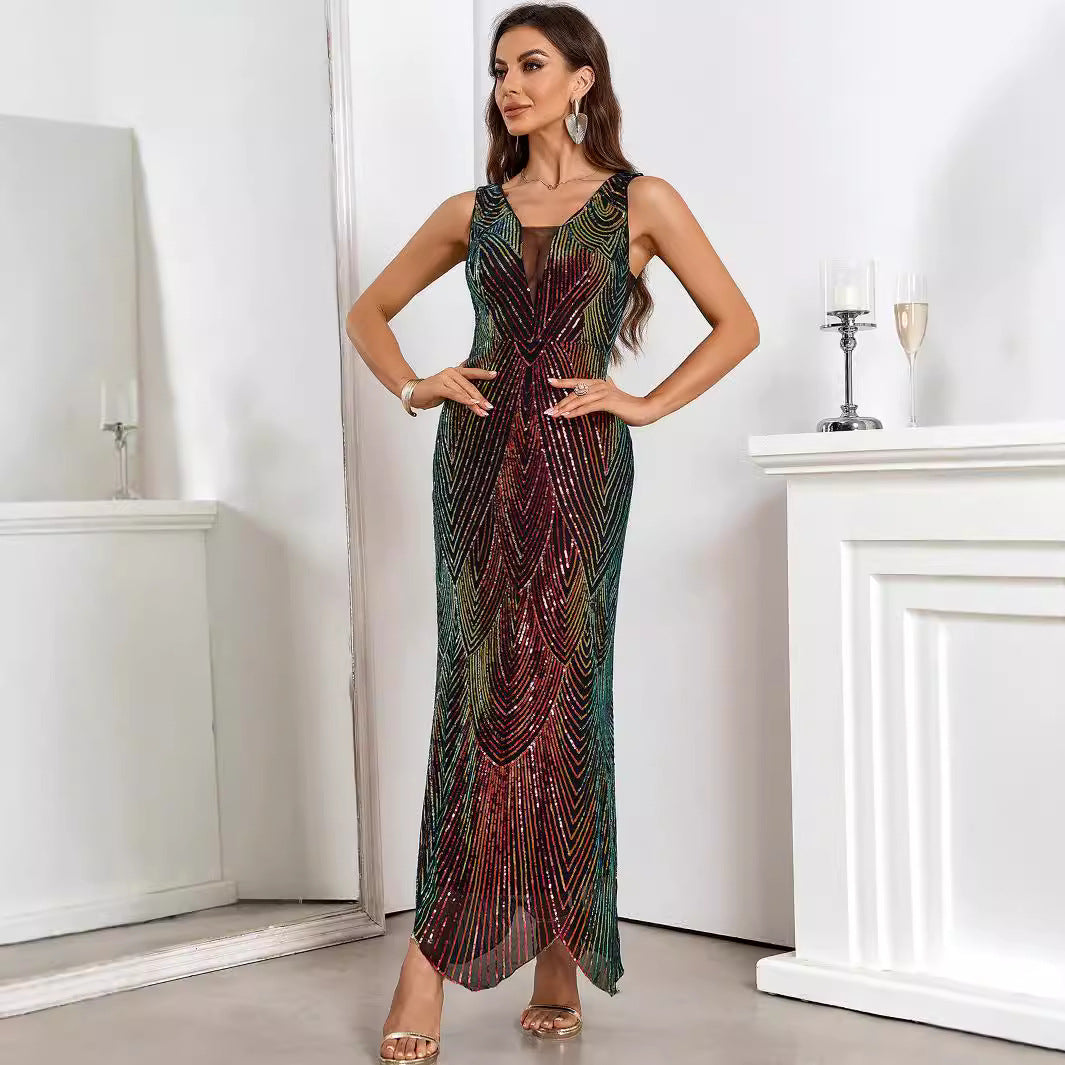 Women Clothing Sexy Retro Sequ Dress Summer Evening Dress