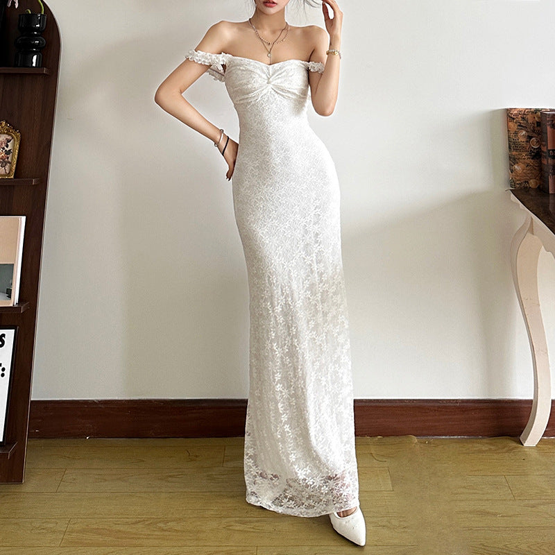 Fall Women Clothing Suspenders Maxi Dress High Waist Sexy Slim Solid Color Dress