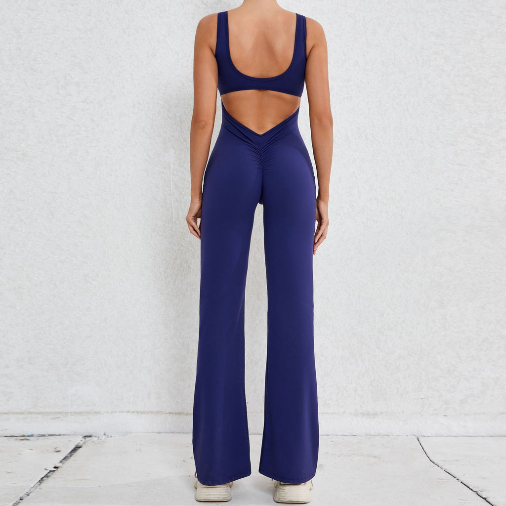 Autumn Sand Hollow Out Cutout Beauty Back One Piece Peach Hip Lifting Sport Workout Clothes Micro Pull Yoga Jumpsuit Jumpsuit