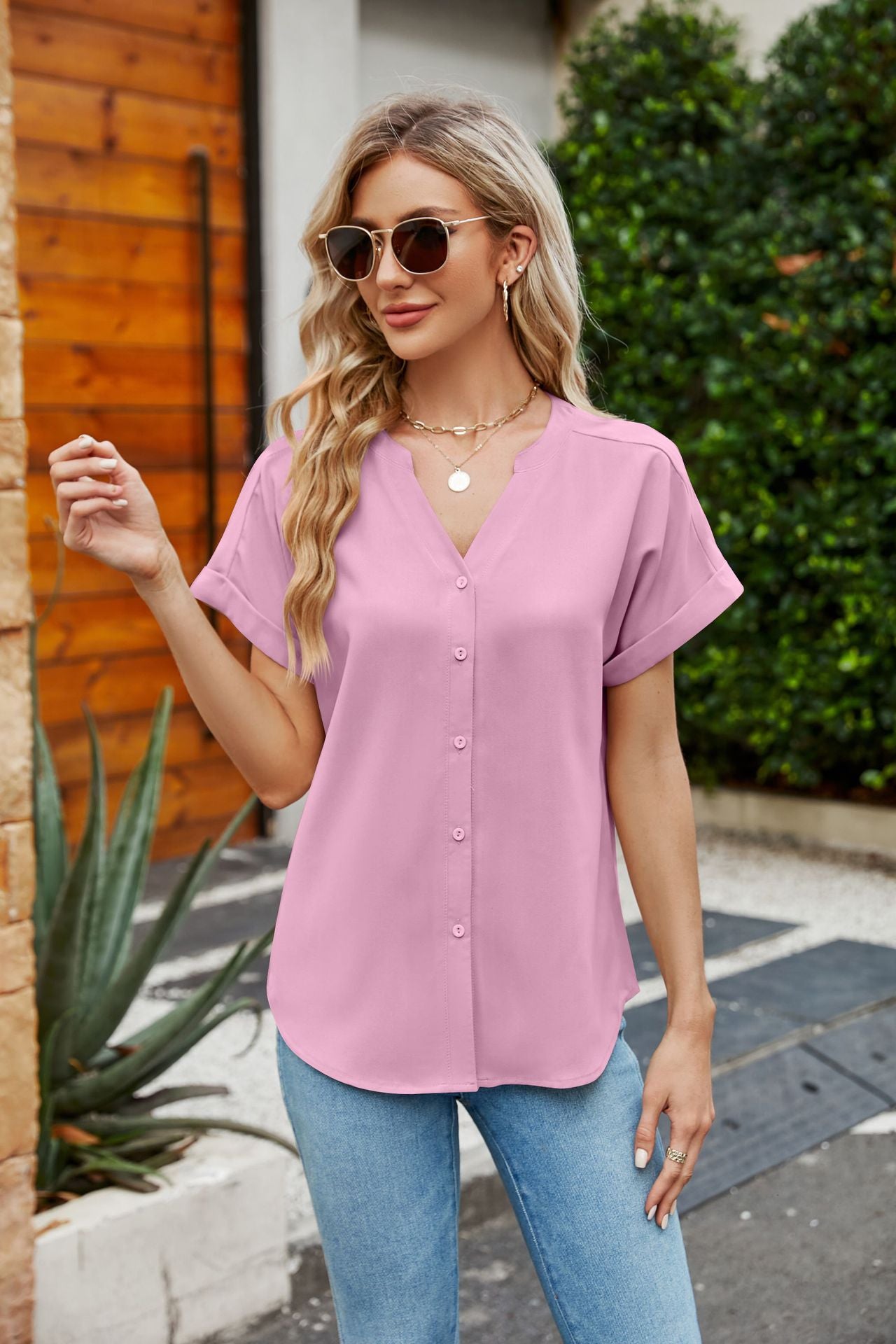 Summer Women Clothing Work Comfortable V neck Cardigan Top