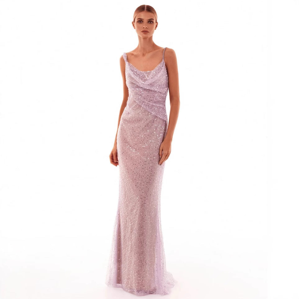 Women Party Sequined Sexy Backless Dress Evening Dress