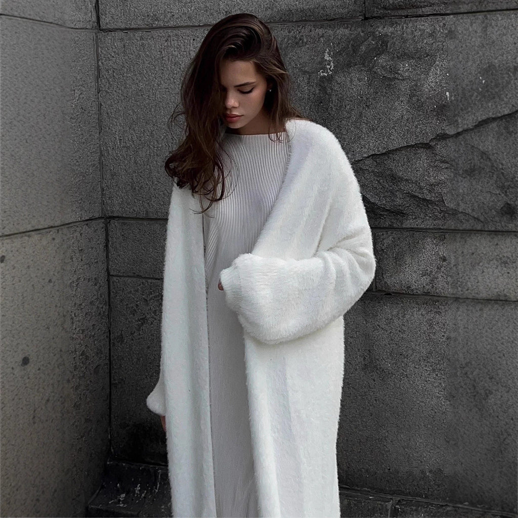 Mink Wool Knitted Sweater Cardigan Autumn Winter Lengthened Mink Velvet Cardigan Robe Idle Loose Sweater