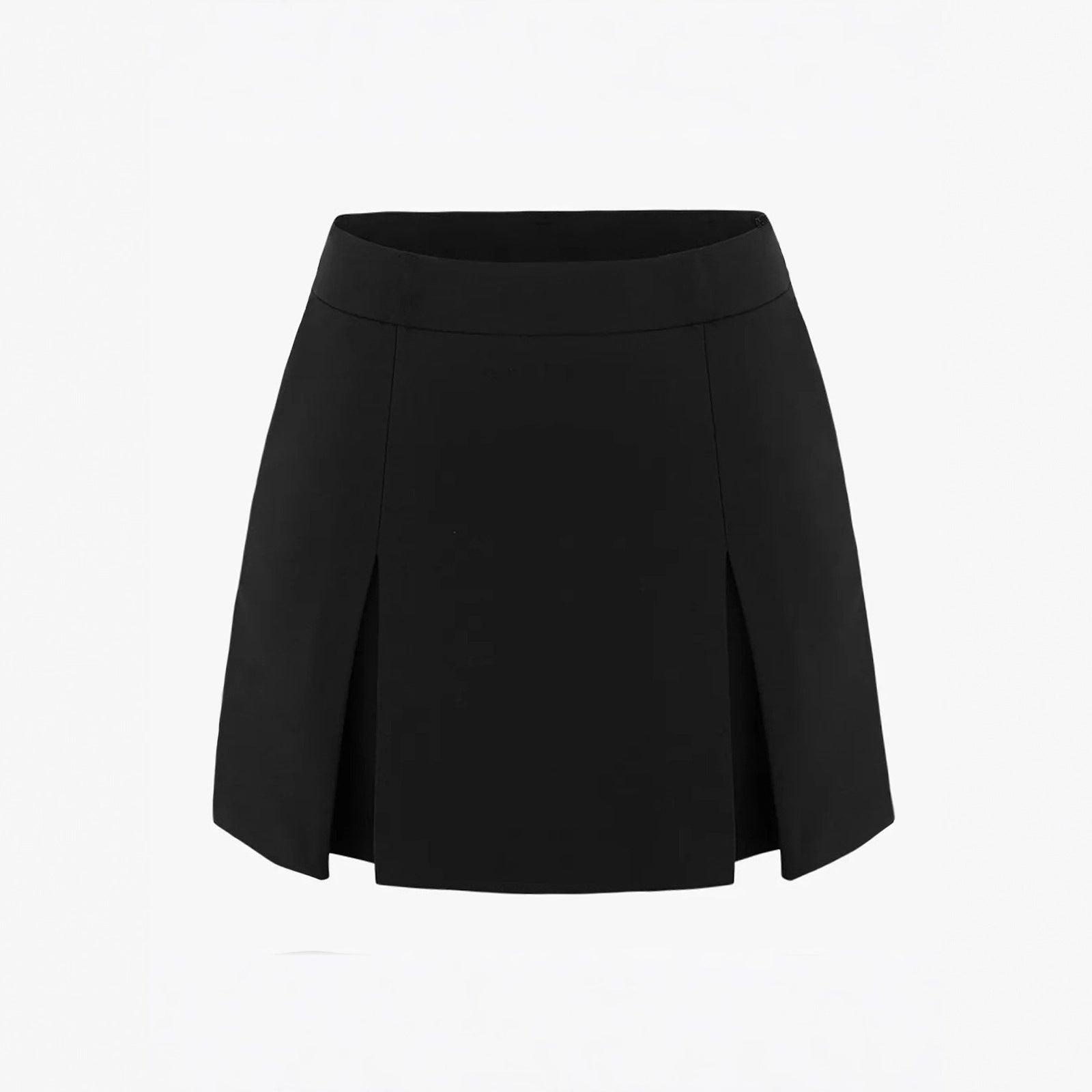 Women Double Slit A line Pantskirt Elastic High Waist Zipper Culottes Women