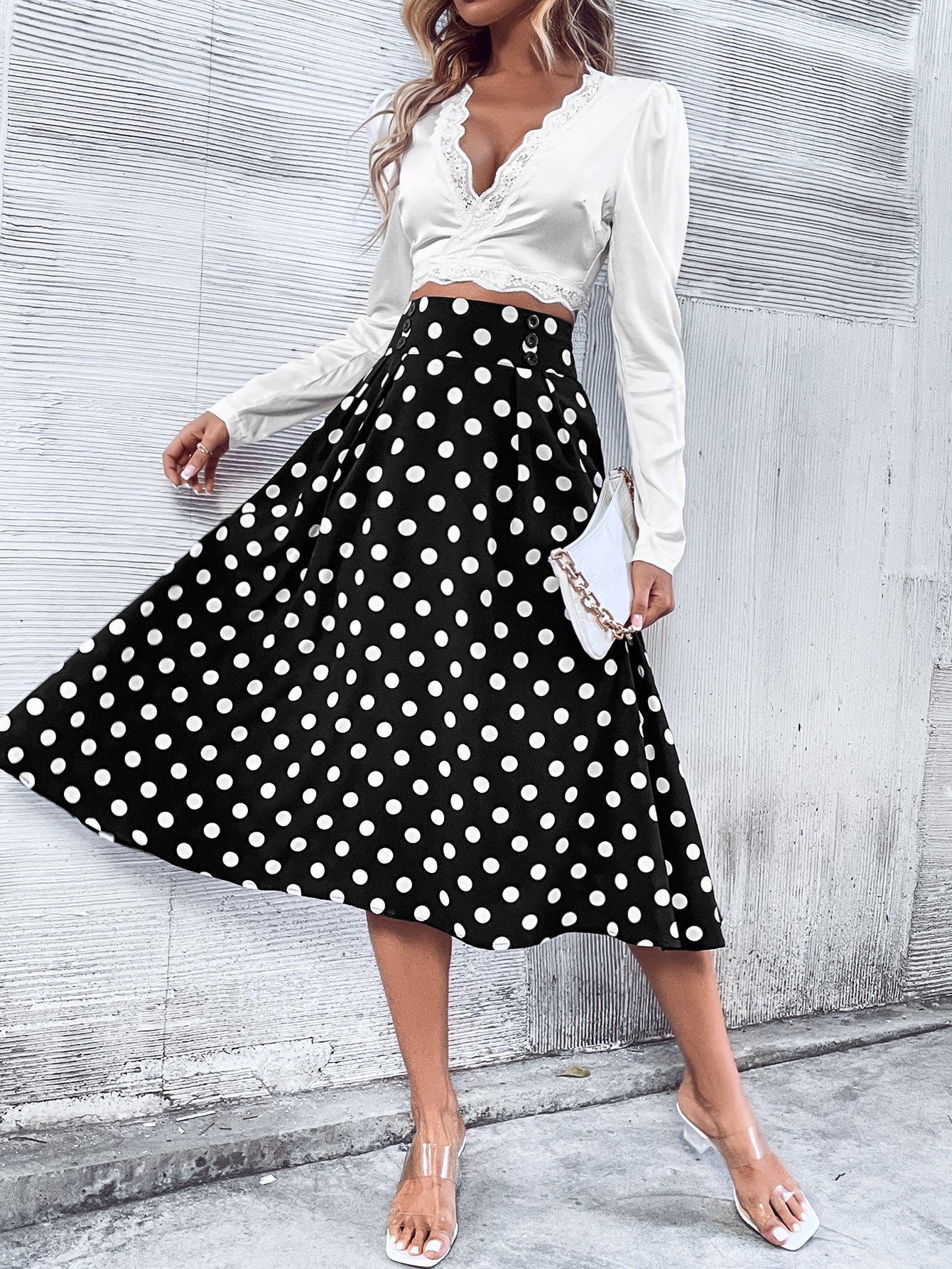 Skirt Women Clothing Corrugated Elegant Long Slim Fit A line Dress