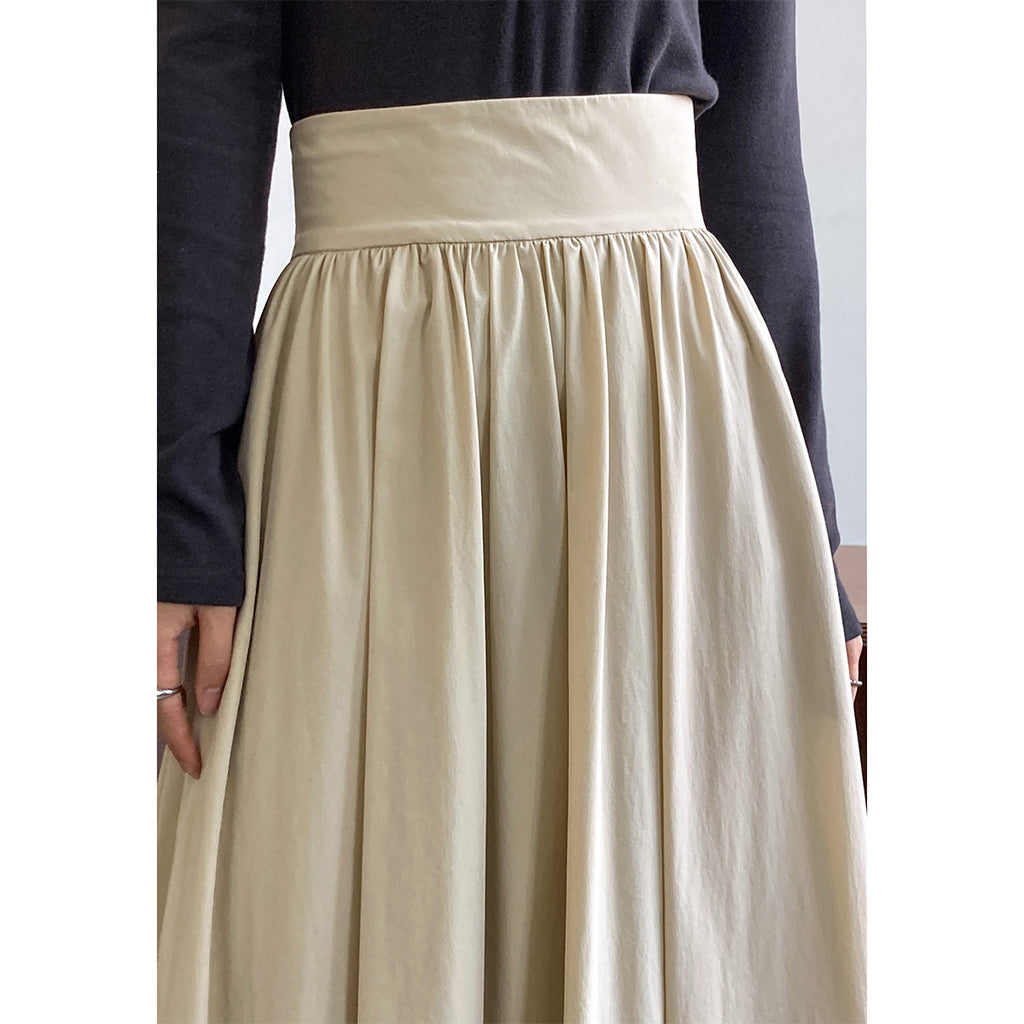 High Waist A line Pleated Skirt Long Skirt Spring Elegant High Sense Big Hem Umbrella Skirt