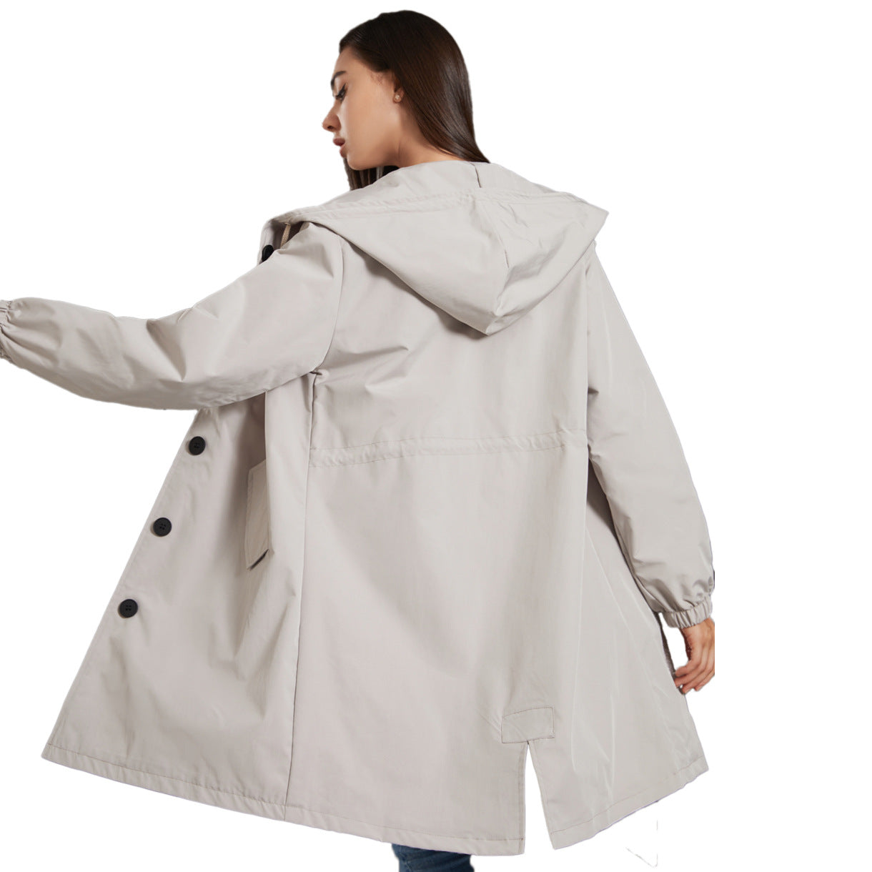 Anorak imperméable automne-hiver pour femme, manteau long décontracté, grande taille, trench-coat d'extérieur