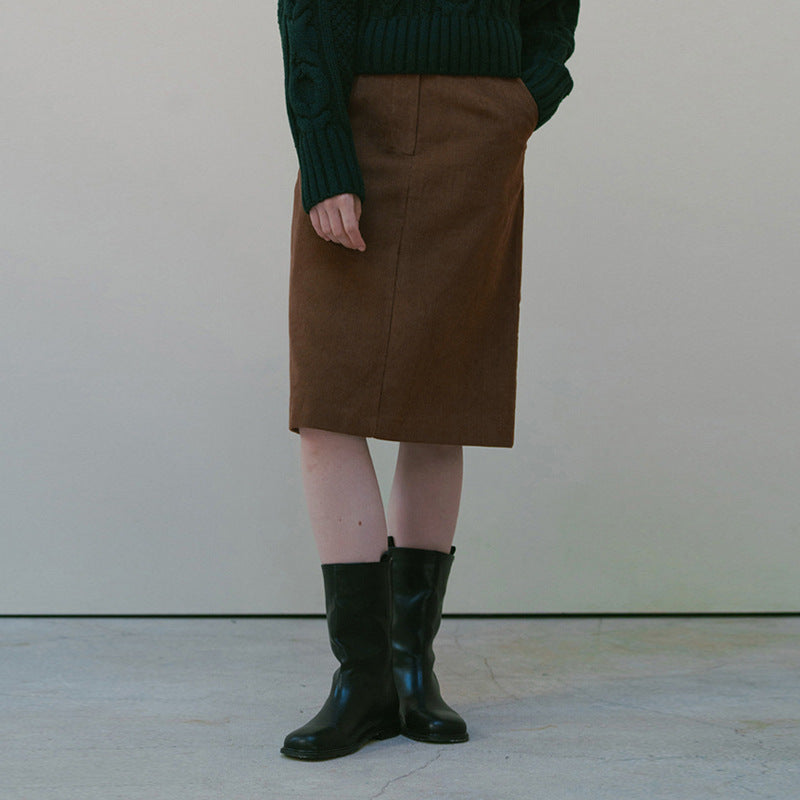 Autumn Winter Corduroy Skirt Warm Fashionable A line Mid Skirt Retro Art Skirt Women Clothing
