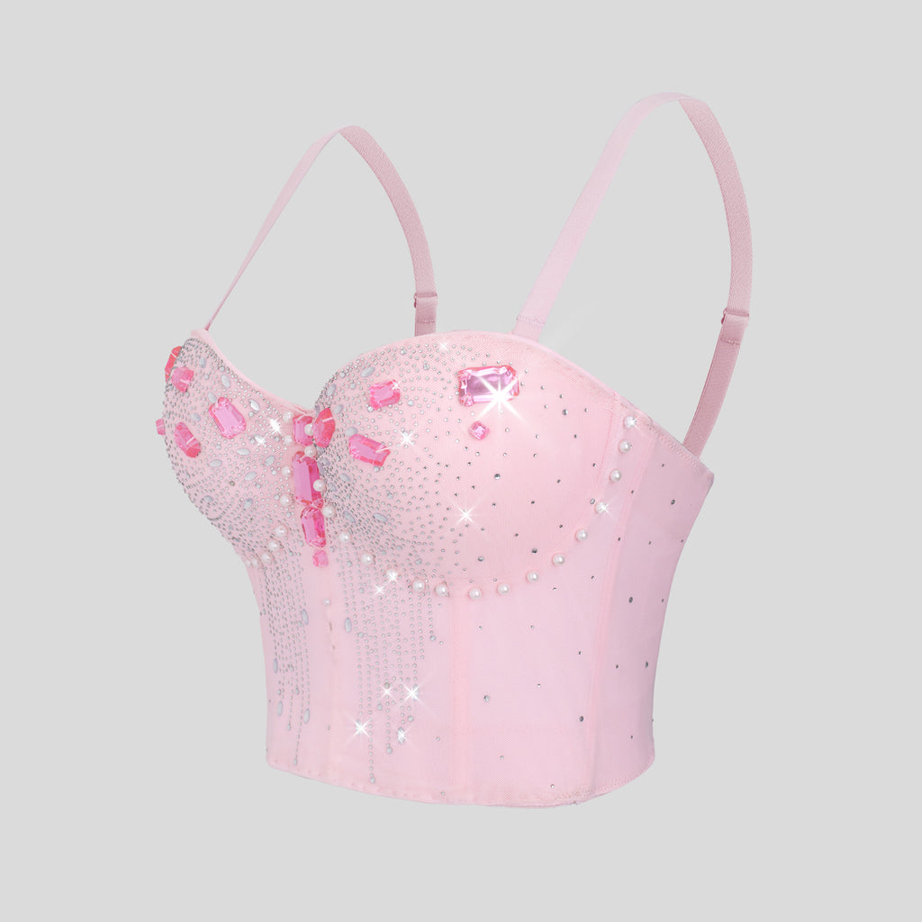 Women Wear Tube Top Rhinestone Chain Handmade Small Vest Sling Basic Design