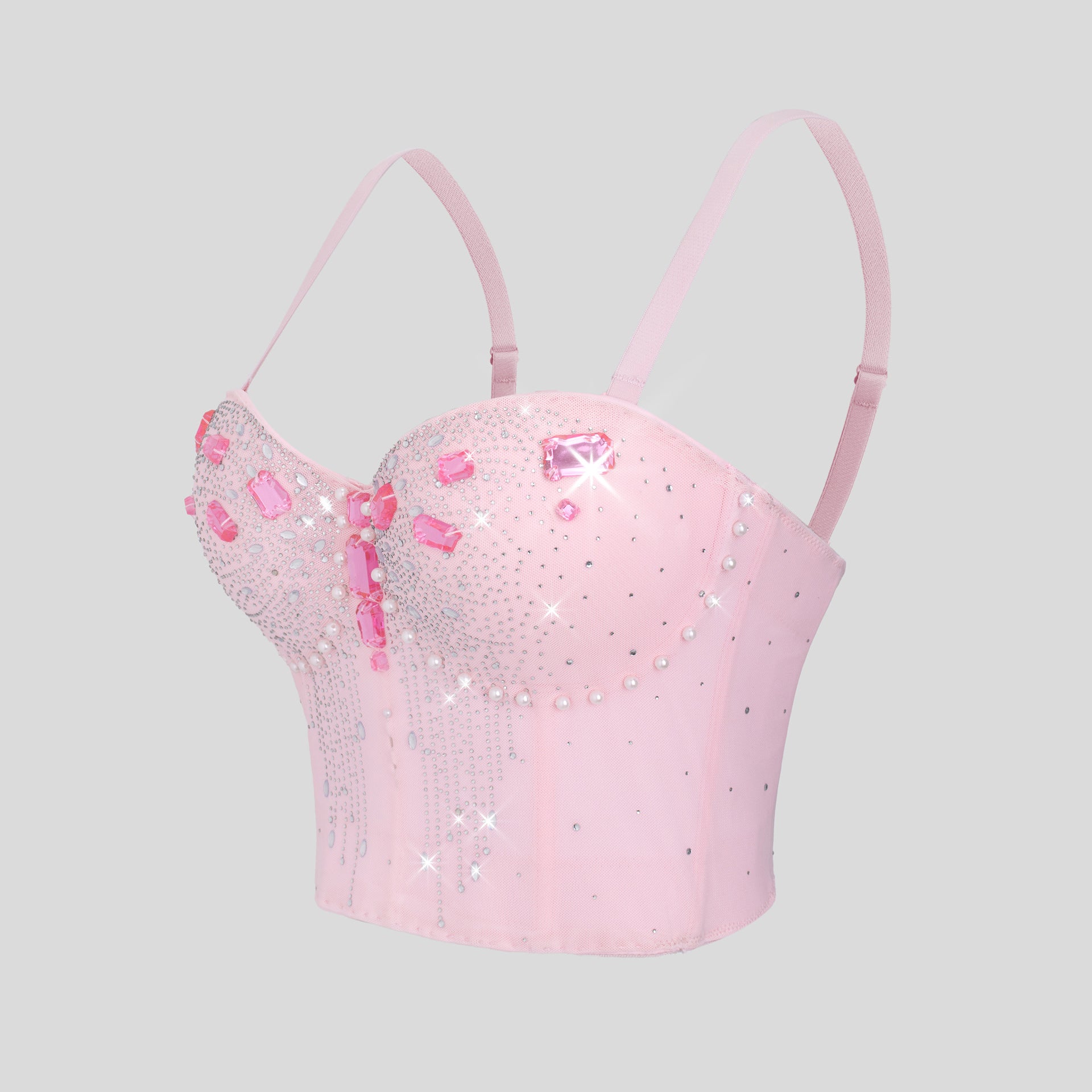 Women Wear Tube Top Rhinestone Chain Handmade Small Vest Sling Basic Design