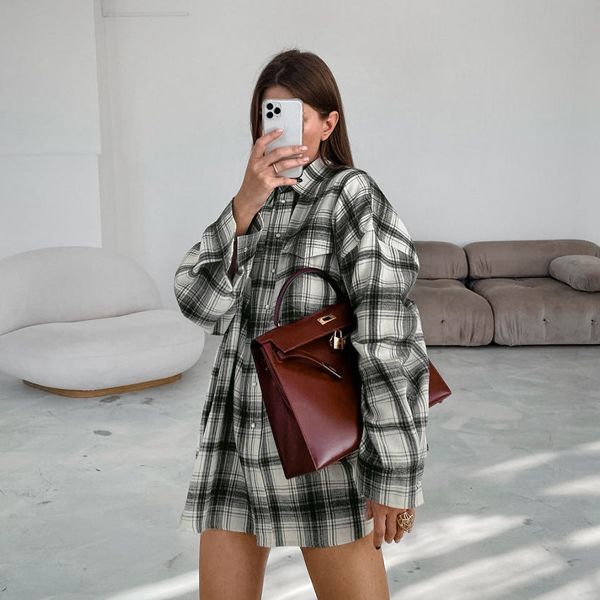 Summer Loose Shirt Russian Classic Retro Polyester Cotton Plaid Street Women Shirt