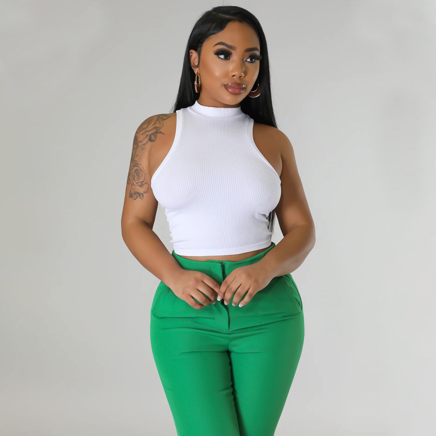 Summer Women Clothing Sports Casual Short Top Solid Color Vest