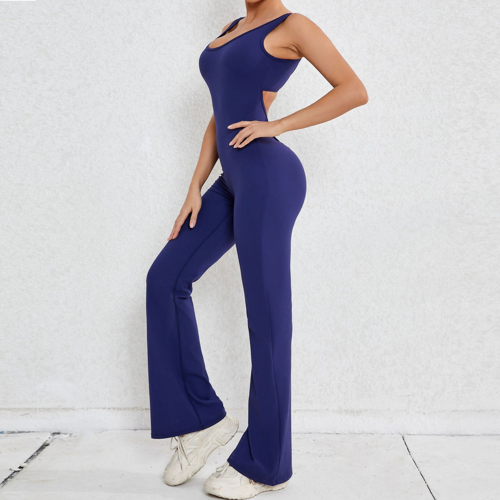 Autumn Sand Hollow Out Cutout Beauty Back One Piece Peach Hip Lifting Sport Workout Clothes Micro Pull Yoga Jumpsuit Jumpsuit
