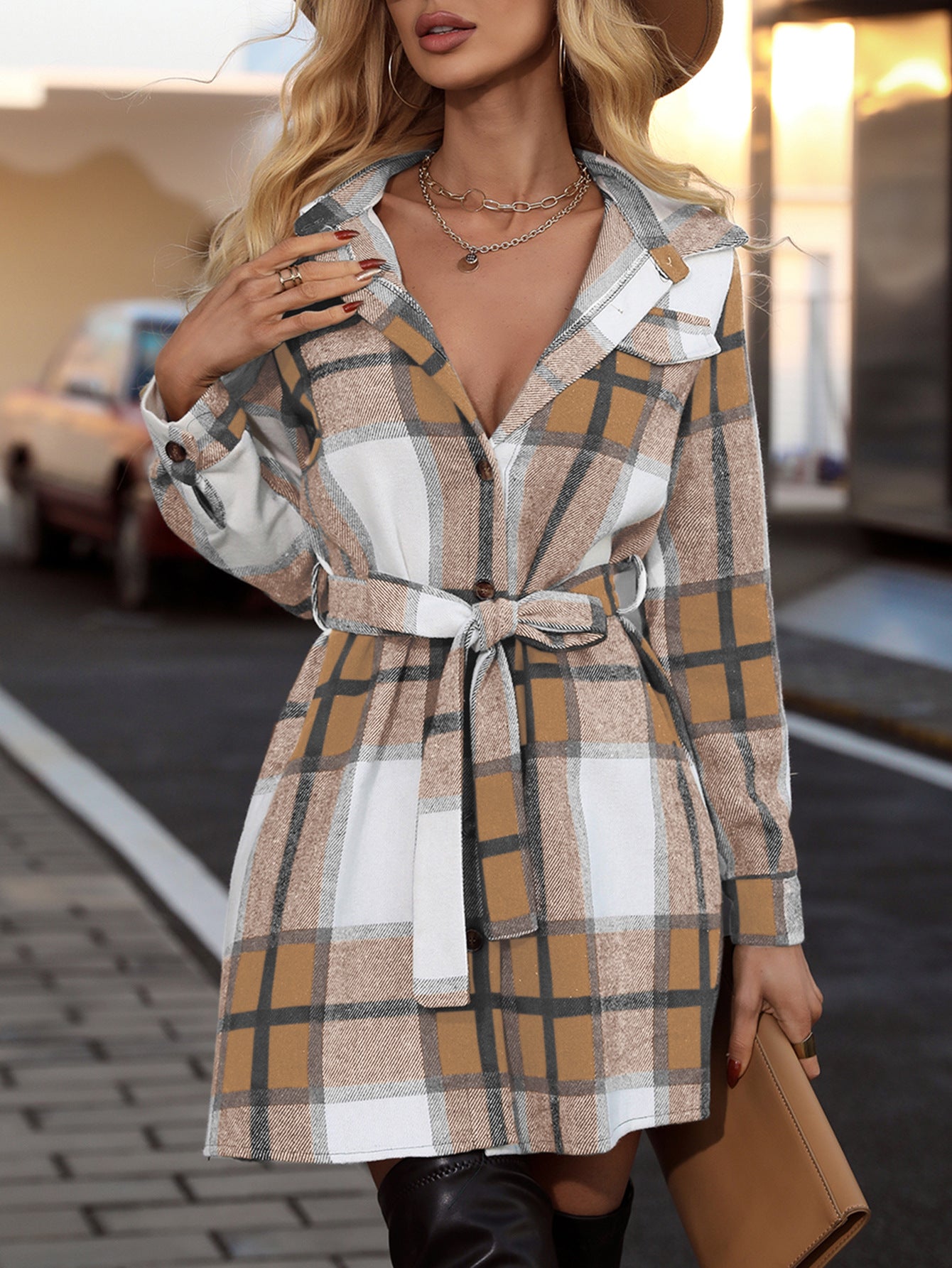 Popular Women Spring Autumn Winter Elegant Striped Plaid Fashionable Long-Sleeved Women Clothing